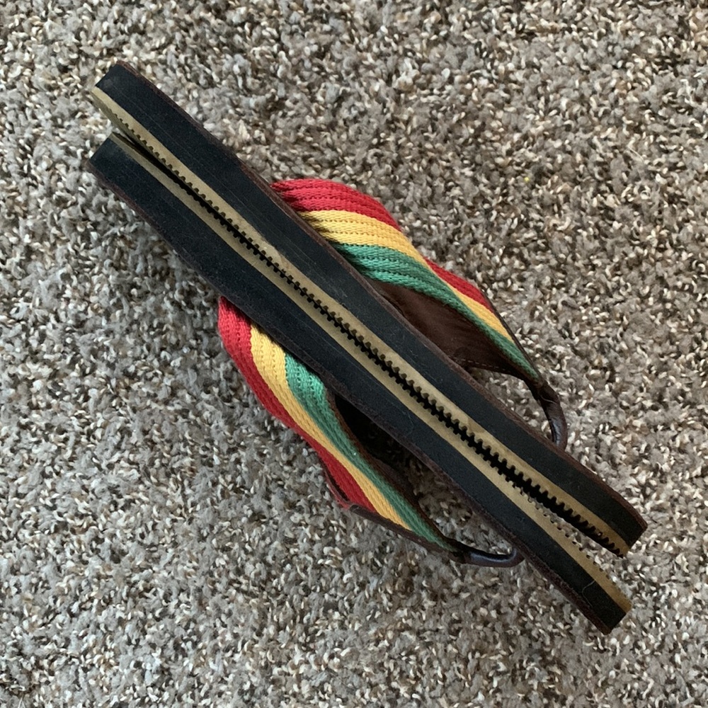 🦅 Men’s Leather & Canvas American Eagle Outfitters Sandals Flip Flops - Picture 4 of 5